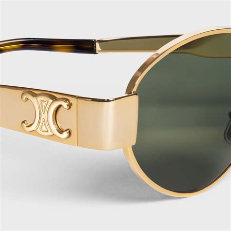 celine cl40235u triomphe metal sunglasses gold frame|Celine Triomphe Metal 01 Sunglasses Gold/Green .